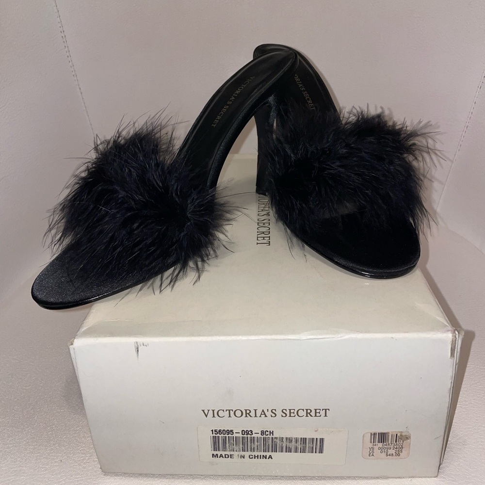 Vintage Victoria's Secret Black Feathered Heels